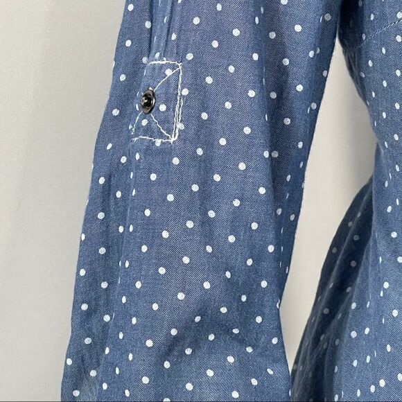Confess Blue and White Polka Dot Button Up Shirt - Picture 7 of 15